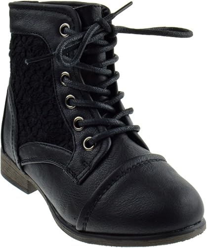 girls black combat boots