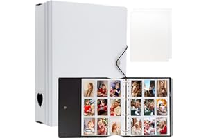 ABLUS A4 Kpop Photocard Binder, 4 Ring Binder Photo Album for Fujifilm Instax Mini Camera Polaroid Printer Photo Film, 2x3 inch Kpop Photocard Holder Book with 25 Pages 9 Pocket (White)