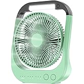 ATEngeus USB Desk Fan with 10000mAh Battery, 4 Speeds, 8“ Portable Camping Fan, 180°Rotation, LED Light, Timer, for Camping, Travel, Office and Home Use