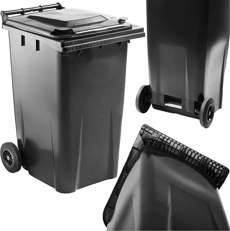 Storm Trading Group 240 Litre Outdoor Wheelie Bin Grey/Black with Wheels