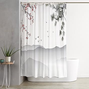 Amazon Com Ofloral House Chinese Tree Birds Mountains Red Green