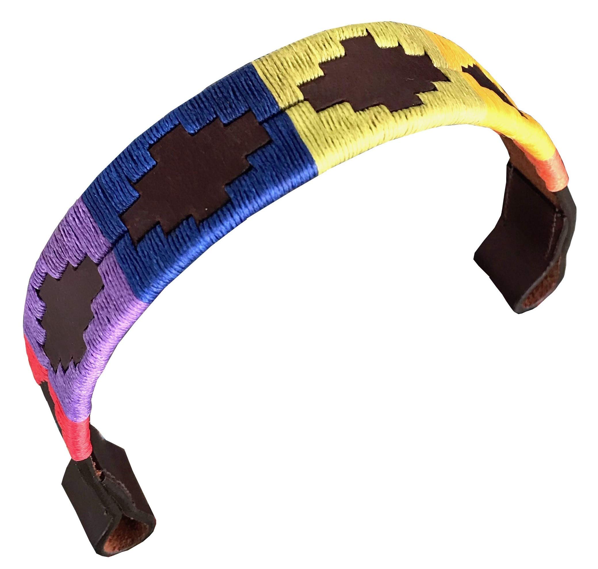 Carlos Diaz Designer Genuine Leather Waxed Embroidered Gaucho Polo Horse Bridle Browband (Pony 14 inches)