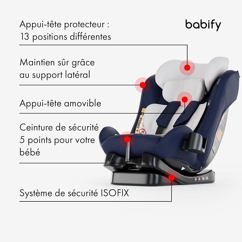 Siege Auto Bebe pour Enfant de 40-150 cm, Siège Auto Bébé et Enfants 3 en 1, Sièges Auto Ergonomique, Réglable, Rehausseur Voiture Enfant, Siege Bebe de Voyage Confortable et Pratique, 5 Points