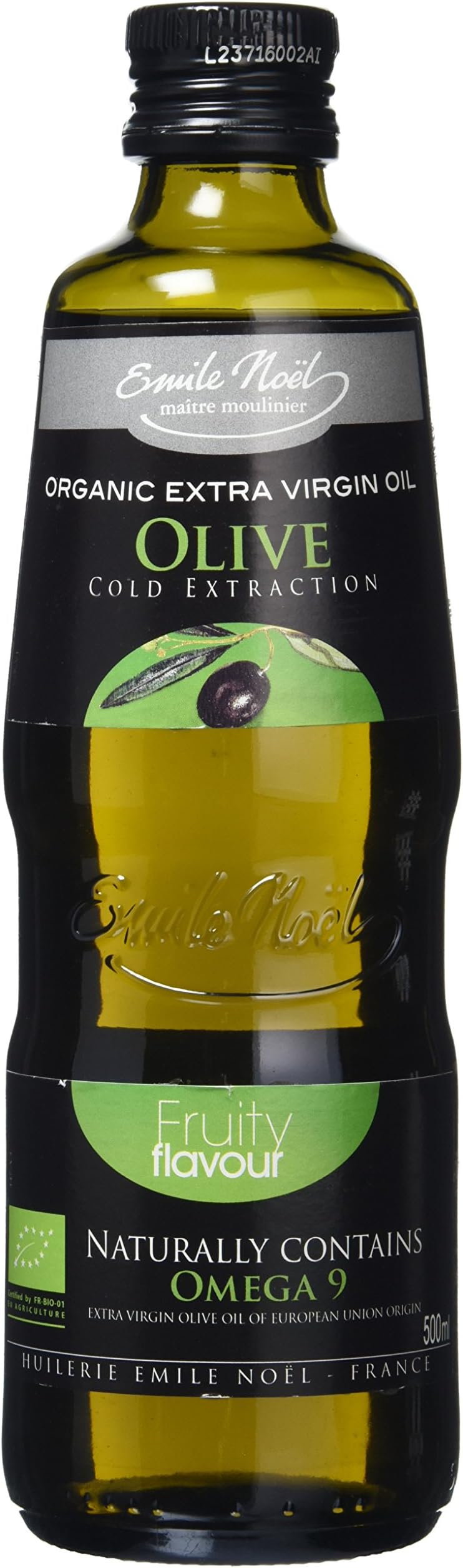 EMILE NOEL - Organic Fruity Extra Virgin Olive Oil, Fresh Olives, Apple & Almond Aroma, Cold Extracted, Everyday Cooking Including Meat or Fish Marinades, Naturally Rich in Omega 9 500ml Bottle