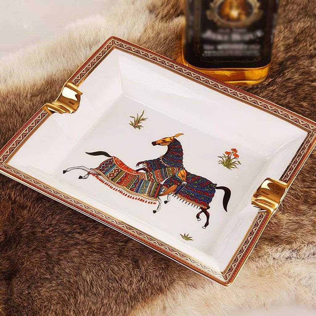 Cool Ash Trays Ash Trays Two Pony Designs Rectangle Ash Trays Fashion (20 * 16.7 * 3.8cm) Club Office Living Room Ceramic Ash Trays Ash Trays Cigarette Smoking