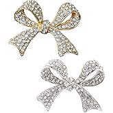 Vintage Elegant Crystal Bow Brooch Pin, Sparkly Rhinestones Bow Knot Brooches Pins, Crystal Ribbon Bows Pearl Lapel Pins Suit Dress Accessories for Women Girls, Party Engagement Wedding Jewelry Gifts
