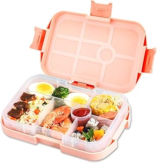 vitutech Brotdose Kinder, Bento Box Lunchbox mit 6 Unterteilungen und 1 Silikondichtung Halten Essen Frisch, Vesperdose Geeignet für Mikrowellen und Spülmaschinen, für Schule Picknick Wandern Reisen