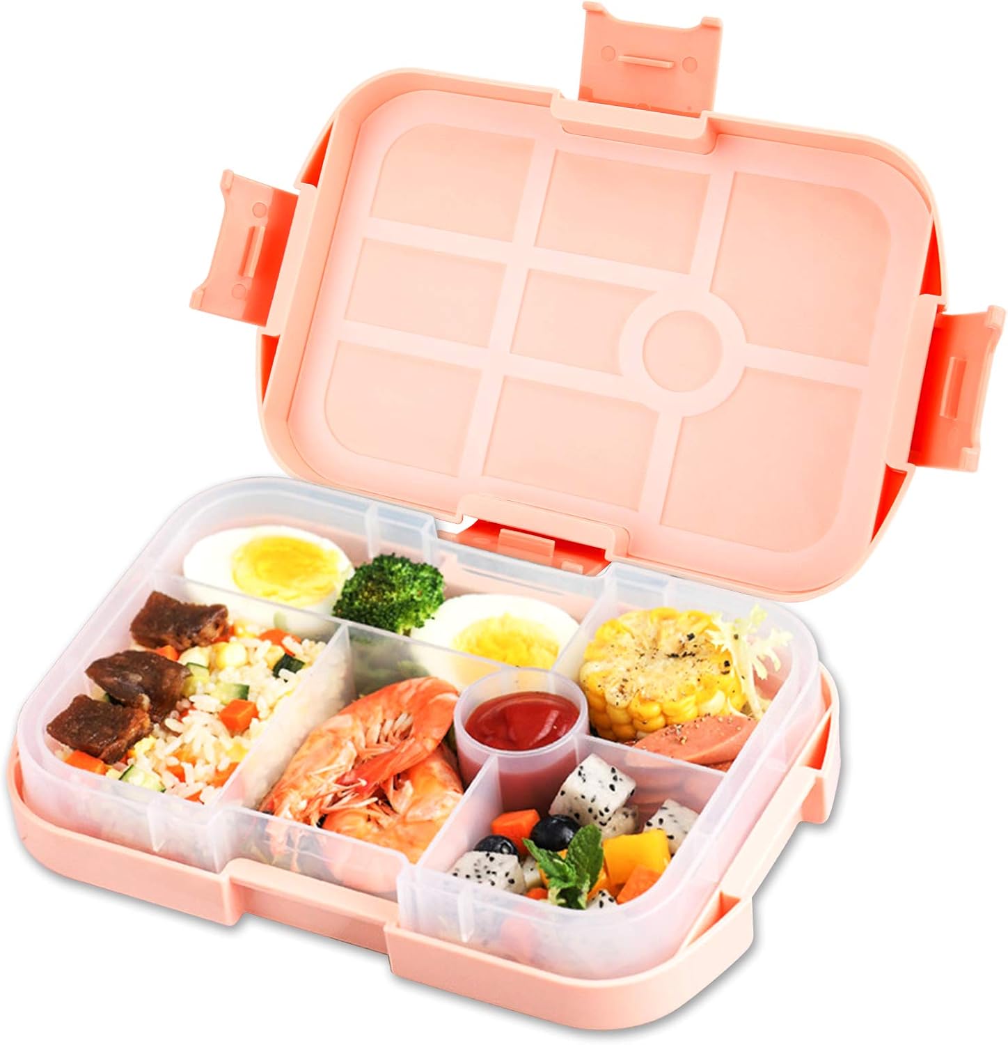 vitutech Brotdose Kinder, Bento Box Lunchbox mit 6 Unterteilungen und 1 Silikondichtung Halten Essen Frisch, Vesperdose Geeignet für Mikrowellen und Spülmaschinen, für Schule Picknick Wandern Reisen