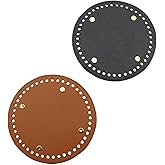 ZCZQC Round Crochet Bag Bottom 2PCS 150mm Brown and Black PU Leather Knitting Crochet Bag Bottoms With 45 Holes For DIY Women Shoulder Crossbody Hangbag Bag Nail Bottom Shaper Pad Insert Cushion Bases