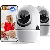 GBIUT Indoor Security Camera, Indoor Camera for Home Security, WiFi Home Camera with 360° Pan Tilt, AI Motion Detection, Two-Way Audio, Night Vision for Baby, Pet, Elderly Monitoring