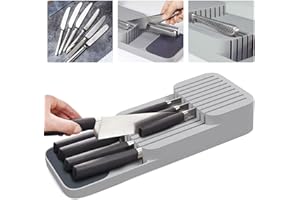 Knife Cutlery Holder Block Kitchen Drawer Utensil Storage Organizer Organizers without Knives Non-Slip, Gray