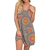 PrinStory Women Sleeveless Nightgowns Racerback Sleepdress Cotton Sleepwear for Women