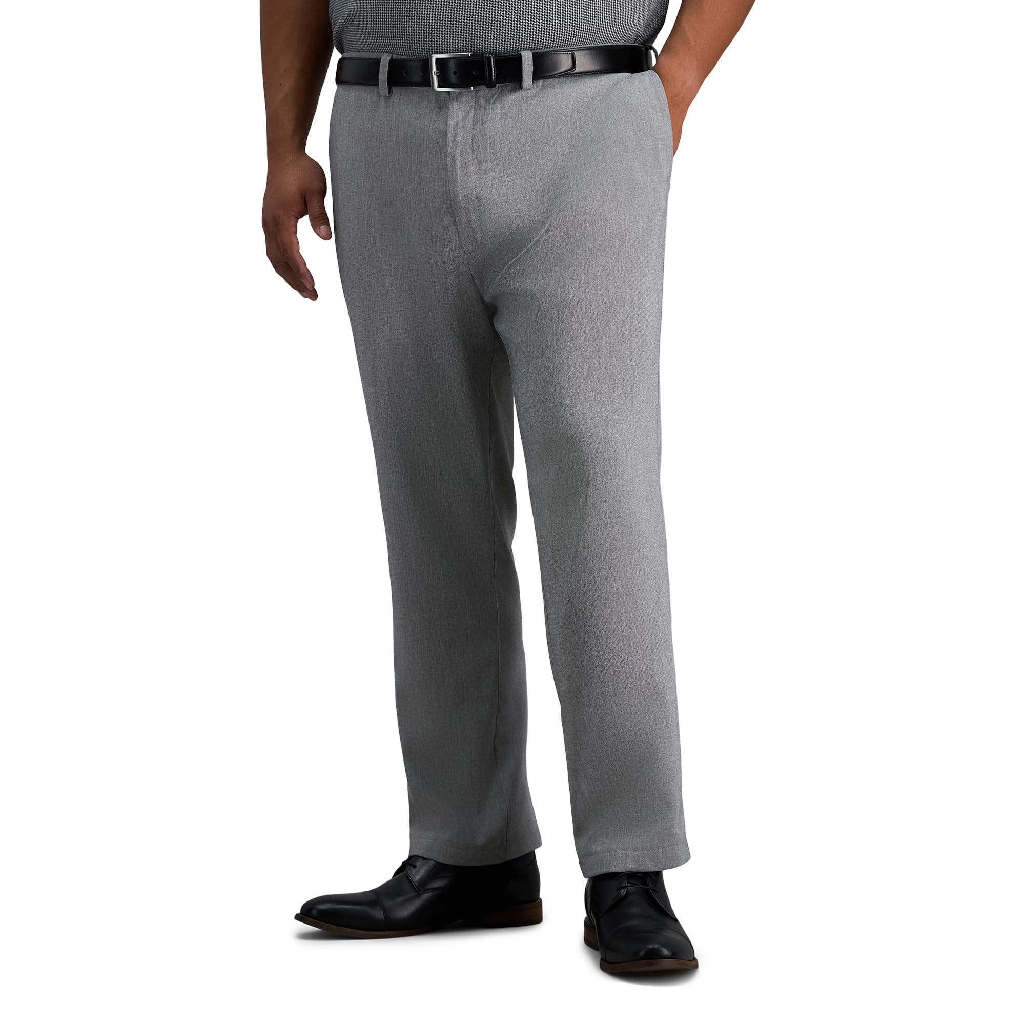 Haggar Men's Cool Right Straight Fit Big and Tall Casual Pant - Lead 54x30 Image