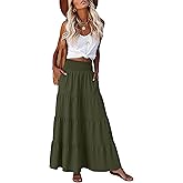 ANRABESS Womens Maxi Skirt Summer Boho Long Flowy Elastic High Waist A-Line Tiered Skirts 2026 Casual Beach Vacation Clothes