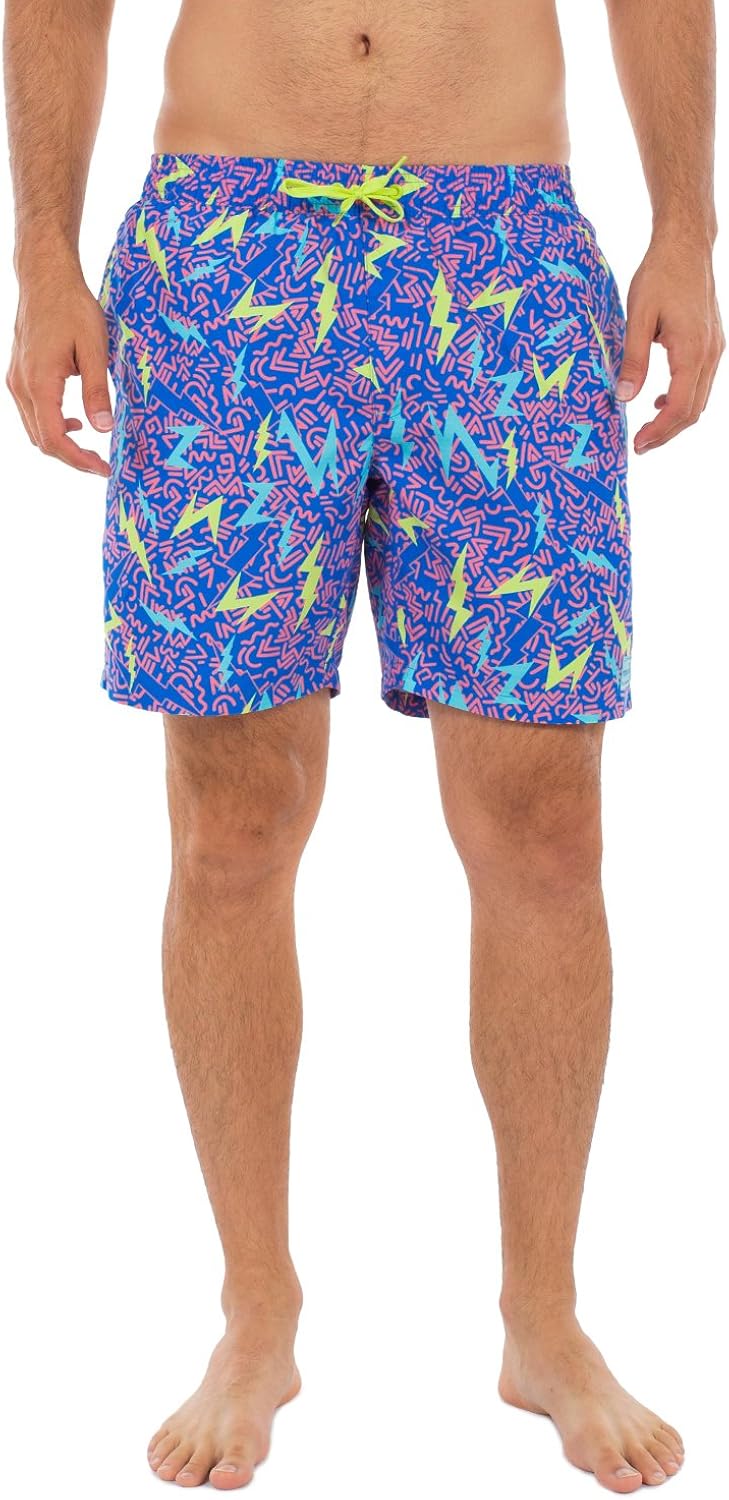 Tipsy Elves Men's Short Swim Trunks - Bright Neon Board Shorts for Vacation | 