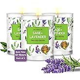 Magnificent 101 Soy Candle Set of 3 Pure Sage & Lavender - 3.5 oz Glass Jars, 42-Hour Burn - Natural Aromatherapy Candles for Energy Cleansing & Meditation Accessories