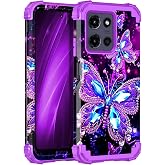 Miqala for Moto G 5G 2026 Case,Glow in The Dark Three Layer Heavy Duty Shockproof Full Body Protection Hard Plastic Bumper+Soft Silicone Protective Case for Motorola Moto G 5G 2026,Dark Butterfly