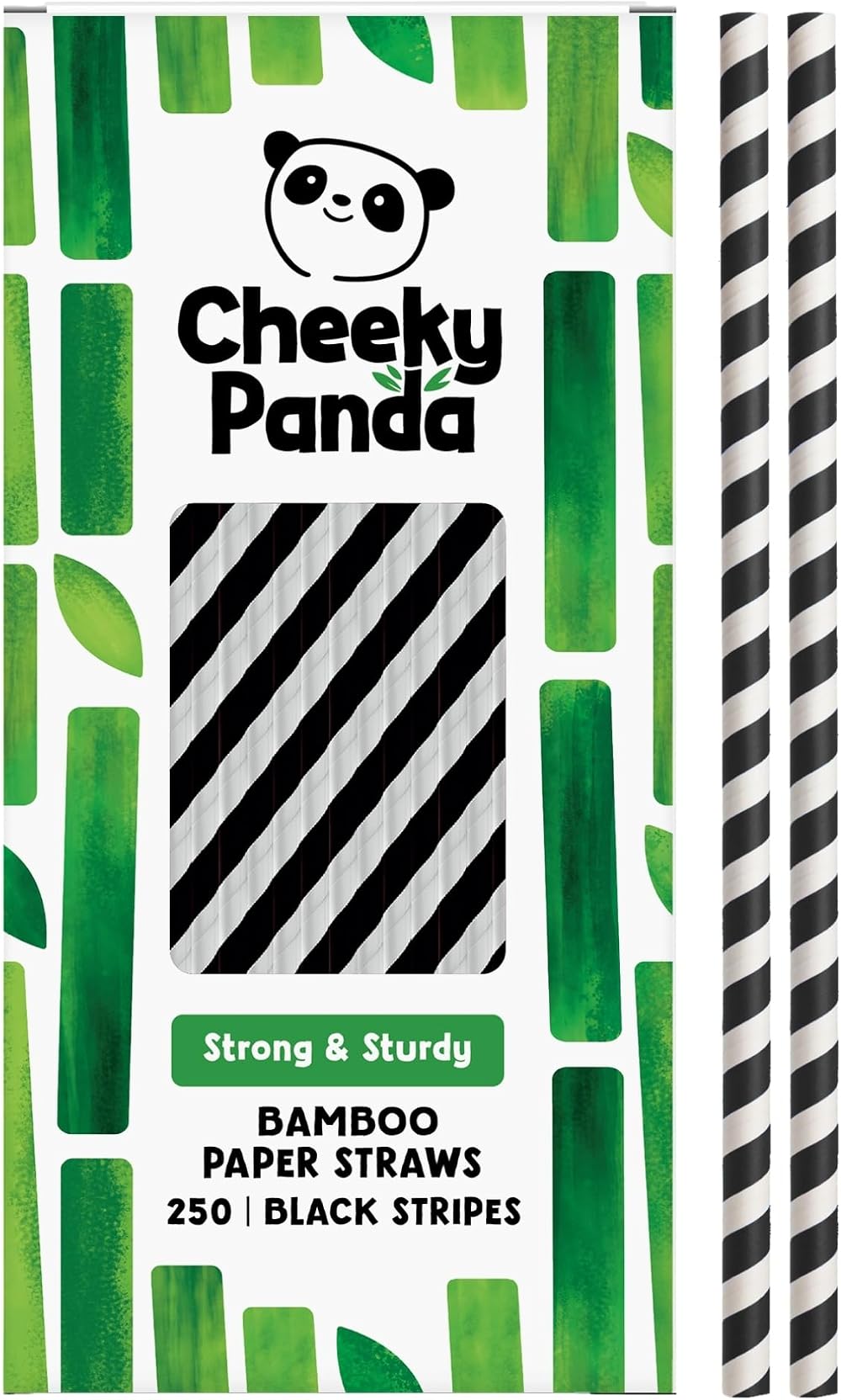 The Cheeky Panda Bamboo Paper Straws 250 Coloured with Black Stripes