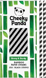 The Cheeky Panda Bamboo Paper Straws 250 Coloured with Black Stripes