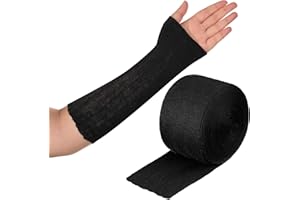 Nuanchu Cotton Stockinette Tubular Elastic Bandage Cast Sleeve Roll Elastic Wrap Tube Bandages Comfortable Cast Stockinette for Arm Leg Knee Prewrap(Black,3 Inch X 5.47 Yard)