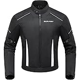 Burjosy Mesh Motorcycle Jacket for Men, Summer Motorbike Biker Jacket, Reflective Lightweight Breathable Riding Jacket