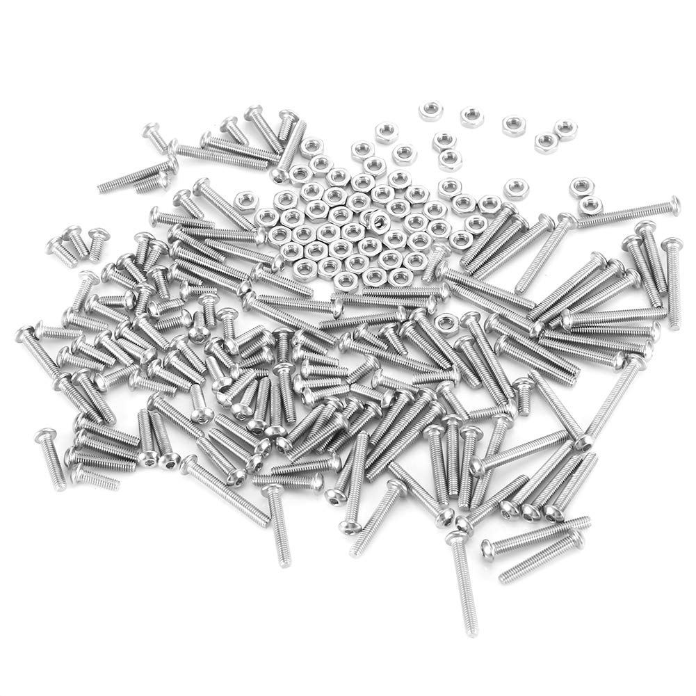 Hex Screws Nuts Set Precise Metric Hex Head Cap Screws Round Head Bolts & Nuts Repair Tool Accessory for Workers DIYers