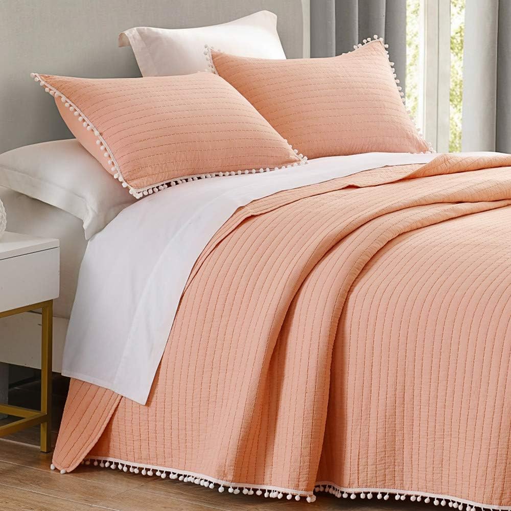 HORIMOTE HOME Quilt Set King Size Blush Pink, Channel