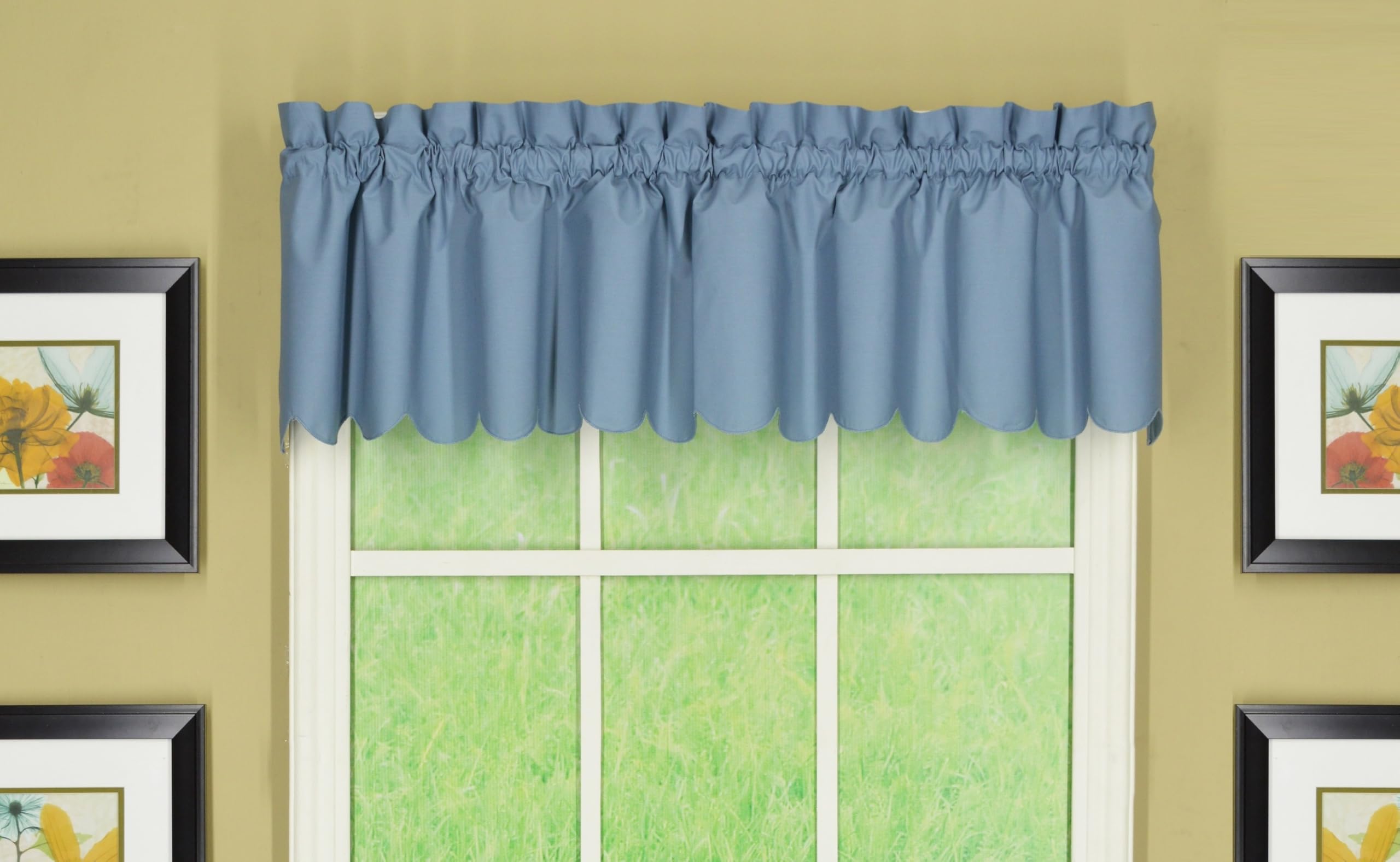 Today's Curtain, Orleans Scallop Curtain, Blue 12" Valance, Blue, 60" W x 12" L, Blue