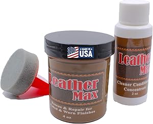 Leather Max Refinish an Aid to Color Restorer Kit/Cleaner/Color Restorer/Sponge Applicator (White) (Leather Repair Kit) (Vinyl Repair Kit)