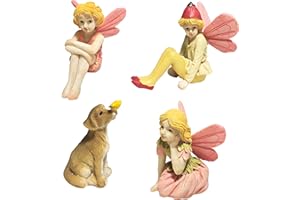 JIUMO Miniature Fairies for Fairy Garden Fairy Figurines Accessories Outdoor Little Fairies Mini Fairies Set for Kids Garden Miniature Boy Fairies