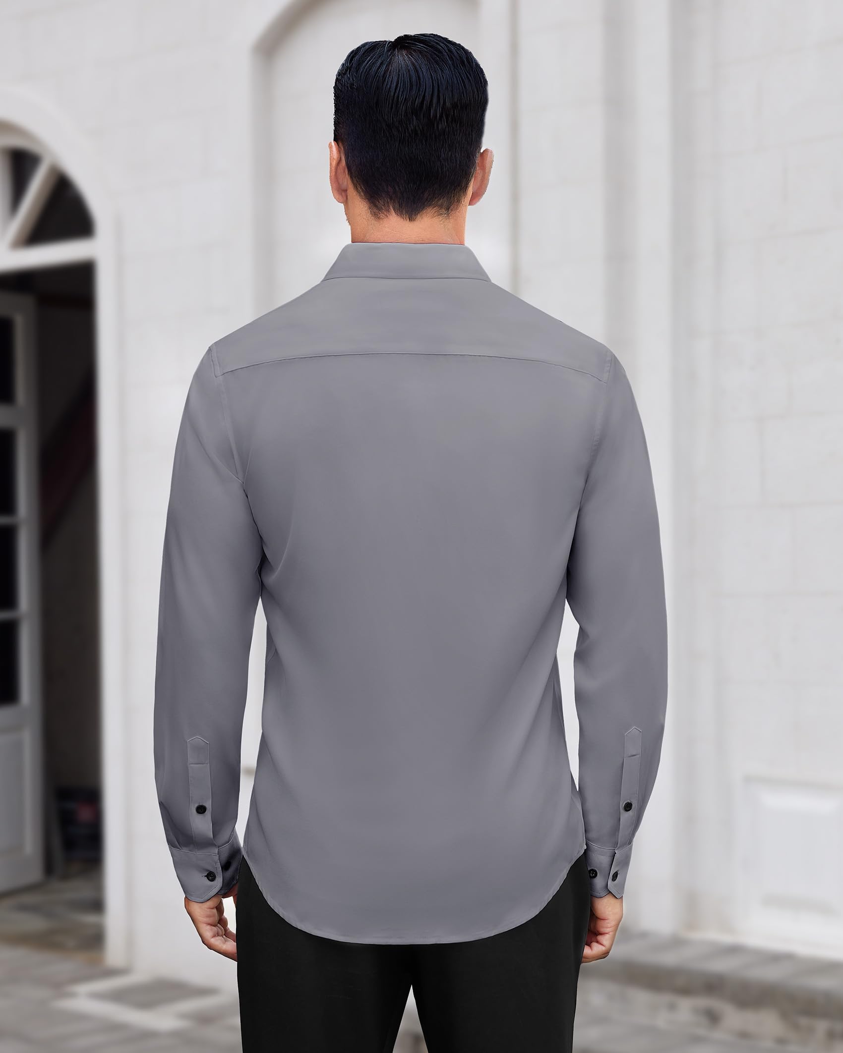 J.VER Hemd Herren Langarm Männer Herrenhemden Bügelfrei Regular Fit Freizeithemden Businesshemd Langarmshirt Hemden,Grau,L 7