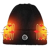 Qsocksy Heated Hat Rechargeable Beanie with Fast Heating, Polyester Thermal Lined Unisex Winter Cap for Outdoor Activities