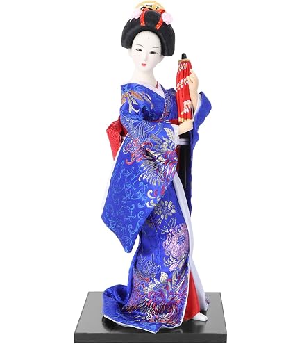 Statuette Kawaii Geisha Japonaise 25 Cm - Décoration Intérieure, Collection Belle Girl, Tissu Satin Et Mousse - 13