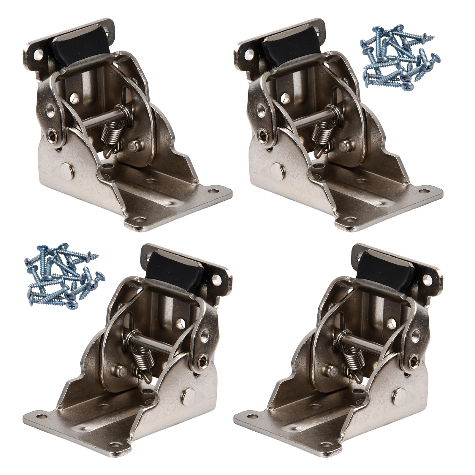 4 Pack Folding Table Leg Brackets Heavy Duty, Self Locking Hinge Hardware, 90° Folding Support Brackets with Screws, Cupboard Doors Hinges for Home Furniture Accessory Connector (B)
