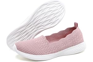 poemlady Women's Slip on Loafer Shoes - Mesh Casual Ballet Flat Nurse Walking Sneakers Knit Round Toe Memory Foam Casual Shoes