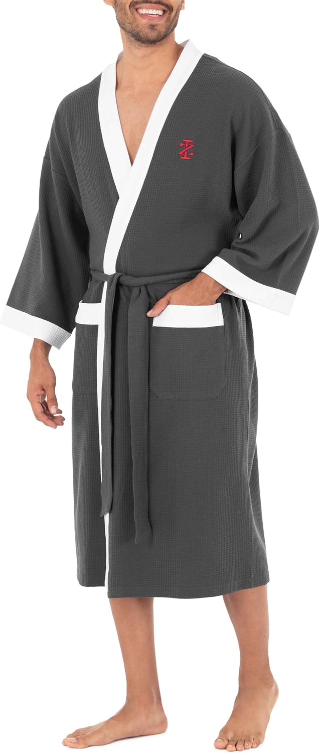 IZOD Men's Waffle Knit Kimono Robe at  Men’s Clothing store
