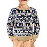 Haloumoning Boys Christmas Sweater Kids Fashion Crewneck Long Sleeve Knit Pullover Sweaters 5-14 Years