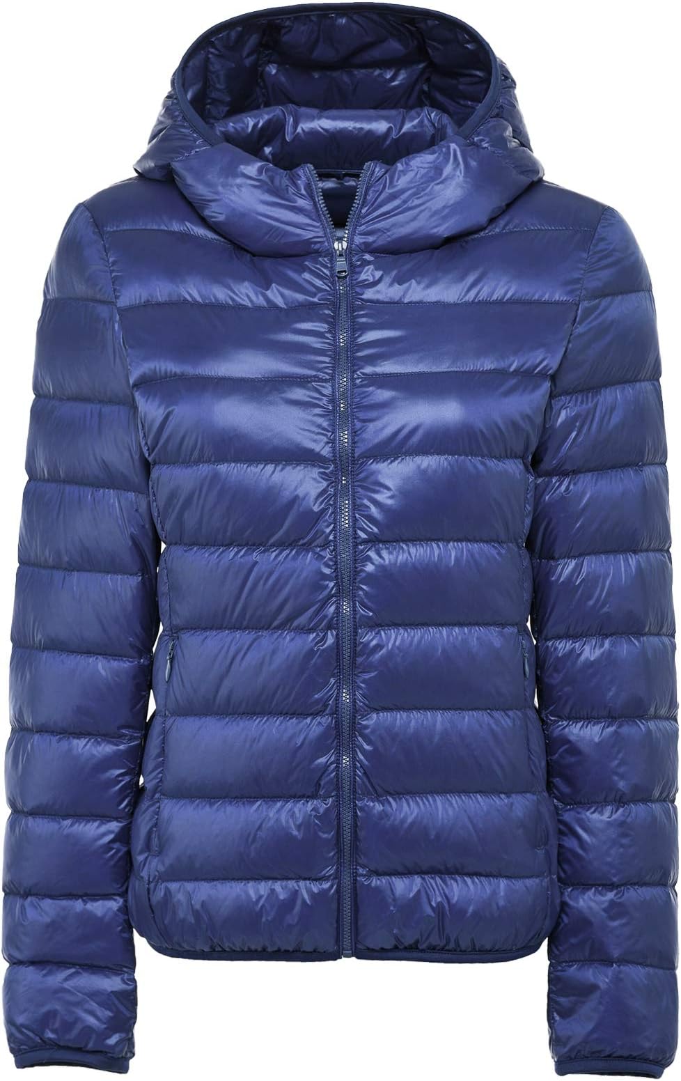 Women's Packable Down Hooded Jacket Puffer Coat Ultra Light Weight Short Down Coat