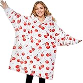 Huglanket Cherry Themed Gifts Oversized Flannel Hooded Blanket, One Size Fits Most Adults & Teens, Ideal Gifts for Birthday, Christmas, Valentine's Day, Thanksgiving