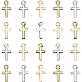 WenRity 300Pcs 3 Colors Alloy Jesus Cross Charms Tiny Cross Charm Small Rosary Crucifix Pendants for Catholic Rosary Beads Necklace Jewelry Making Crafting