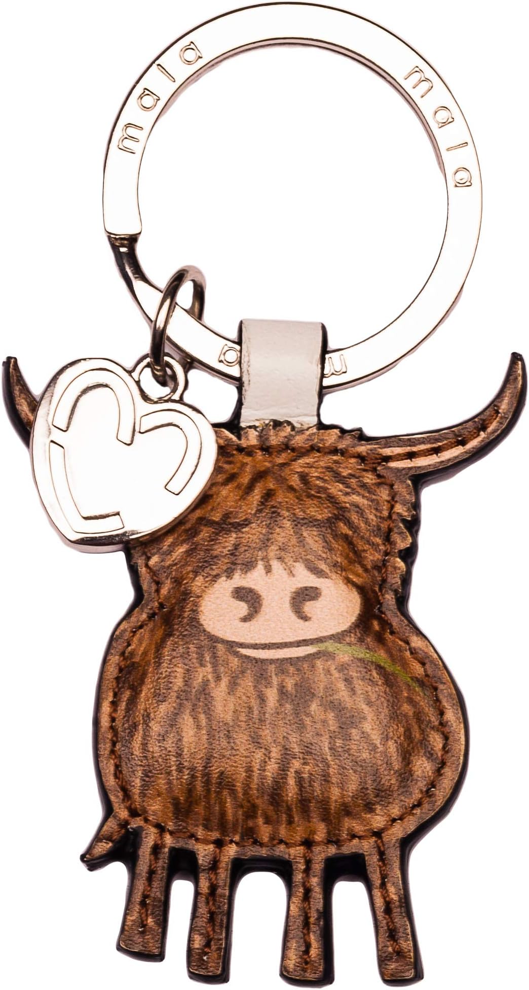 Mala LeatherHighland Cow Leather Keyring with Gift dustbag by Mala Leather
