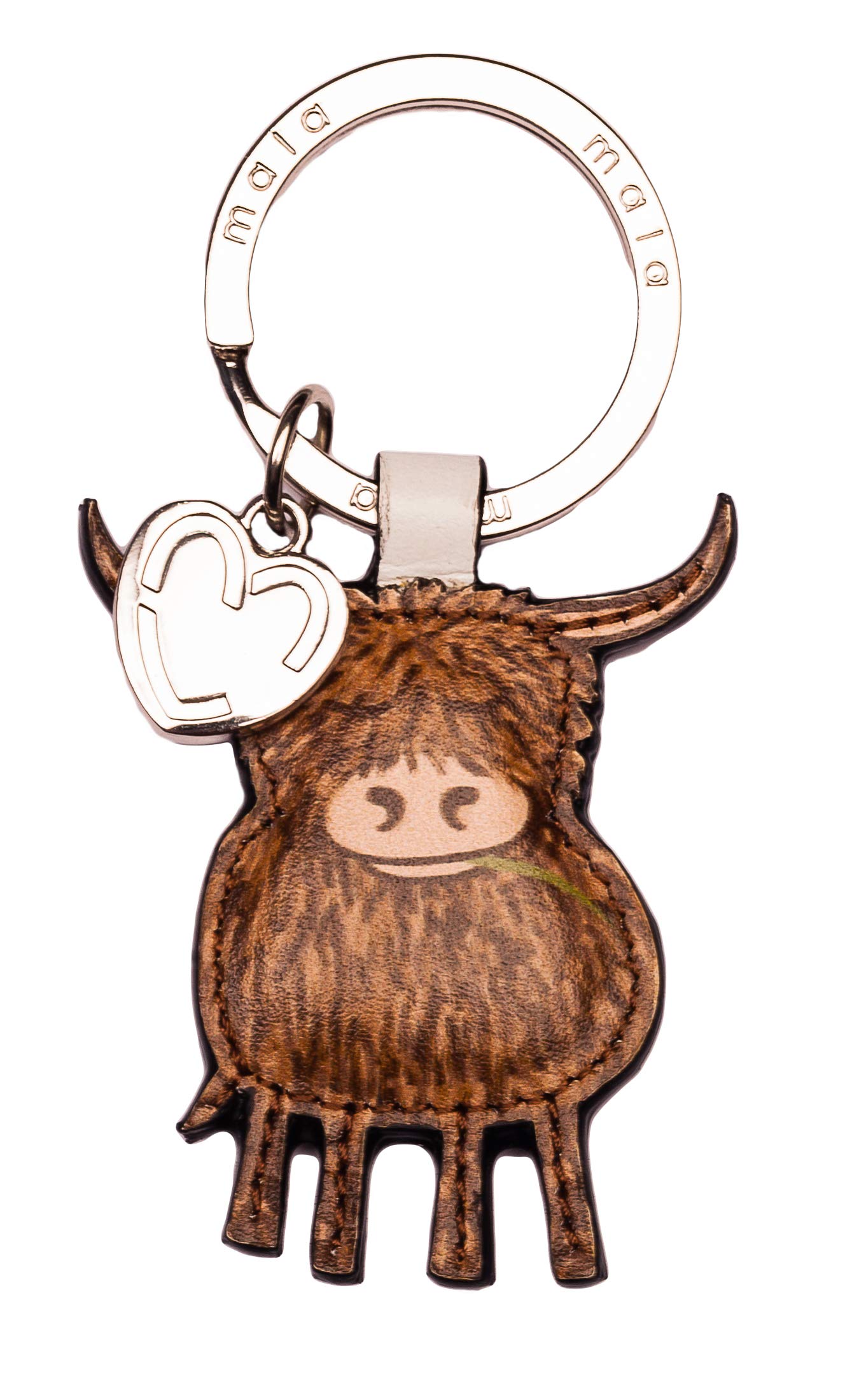 Highland Cow Leather Keyring with Gift dustbag by Mala Leather