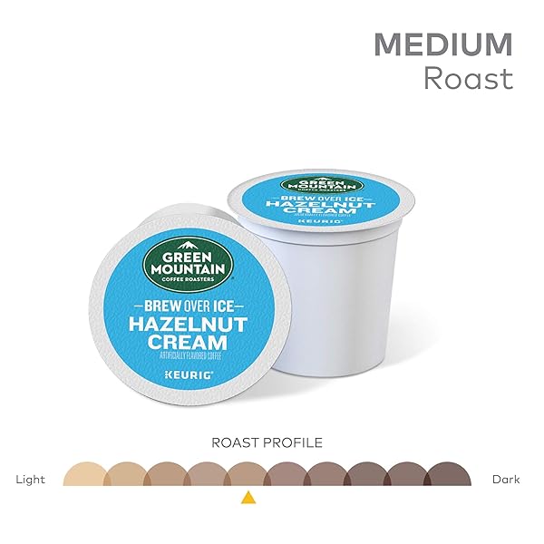 GREEN MOUNTAIN COFFEE ROASTERS BREW OVER ICE HAZELNUT CREAM, SINGLE SERVE KEURIG K-CUP PODS, FLAVORED ICED COFFEE, 12 COUNT