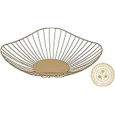IBWell Antique Curved Edge Fruit Basket for Kitchen Gold Wire Basket Fruit Bowl for Home Decor Metal Wire Fruit Holder for Fruit Vegetable Snacks