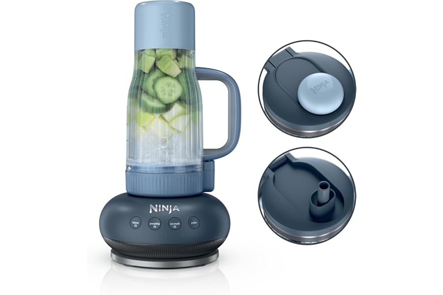 Ninja Blendboss™ | Personal Blender for Smoothies & Frozen Drinks | 26oz Travel Tumbler with LeakProof Lid, Chug Spout & Detachable Straw | Auto-iQ Technology | Cyberspace | DB351CY
