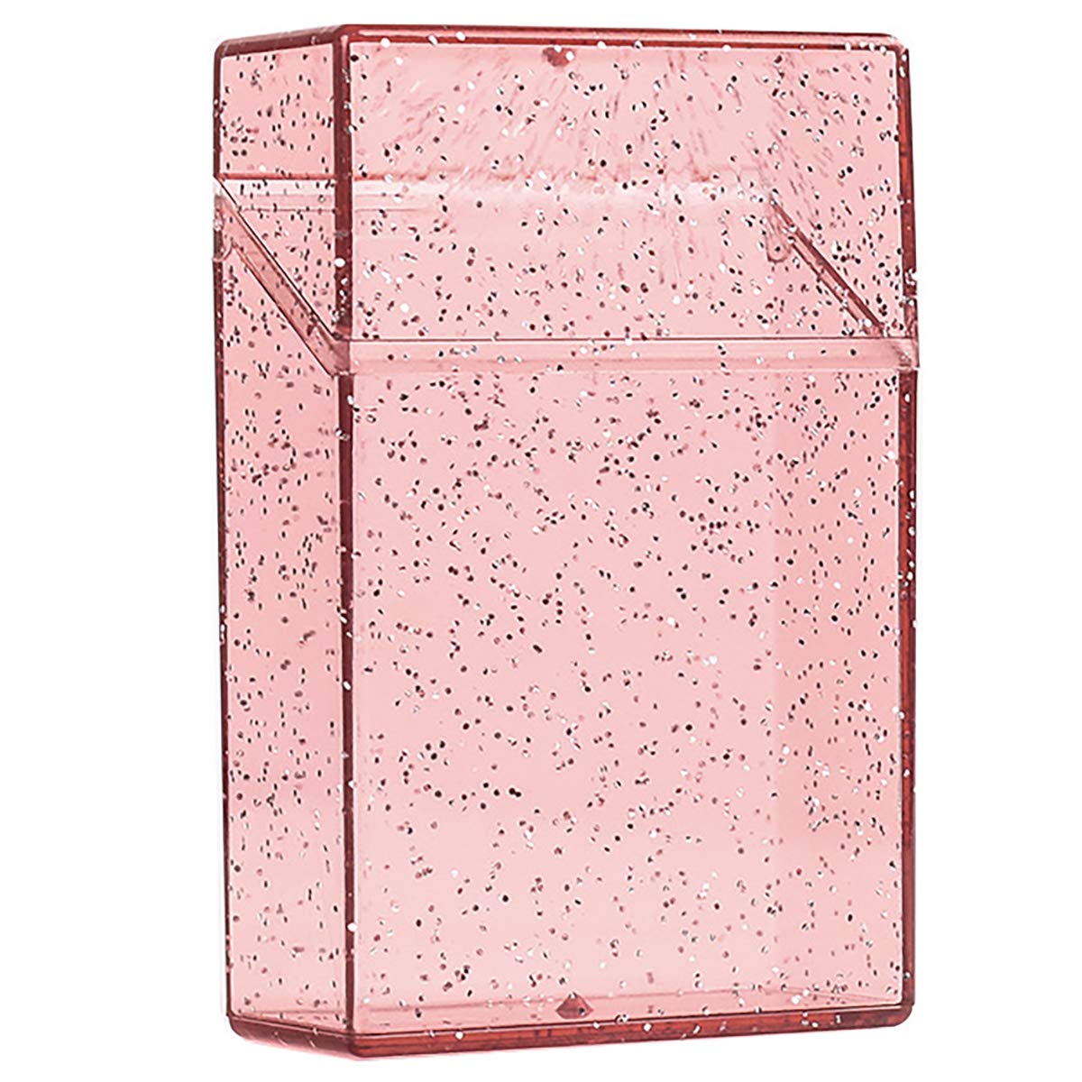 Photo 1 of Goeielewe Cigarette Case for 85mm King Size 20 Capacity Cigarettes Box Plastic Transparent Portable Thin Cigar Boxes Pocket Cigarettes Holder Storage Container for Men Women (Pink)