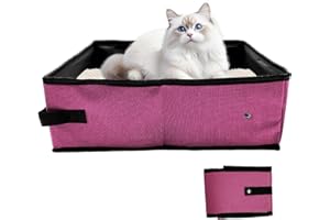 JOLL JOLL Portable Litter Box for Cats, Foldable & Waterproof Cat Travel Litter Box, 15.75 * 11.82 * 3.94 Inches, Traveling & Camping Cat Supplies - Pink