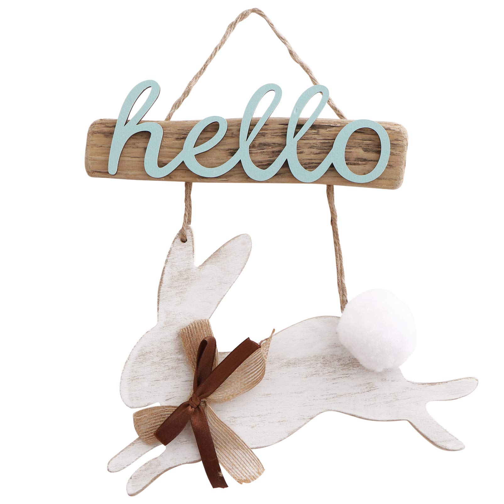 VALICLUD Welcome Sign for Front Door Easter Wooden Hanging Sign Bunny Decoration for Easter Spring Party