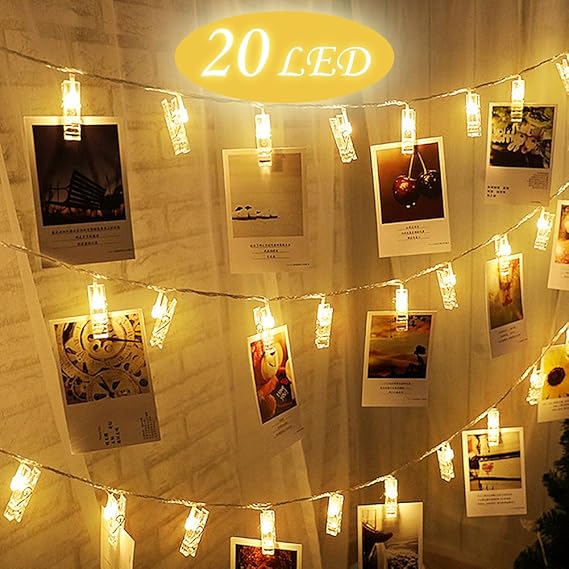 LED Photo Clip String Lights 20 Photo Clips 3.2M LED Picture Lights