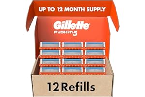 Gillette Fusion5 Mens Razor Blade Refills, 12 Count, Lubrastrip for a More Comfortable Shave